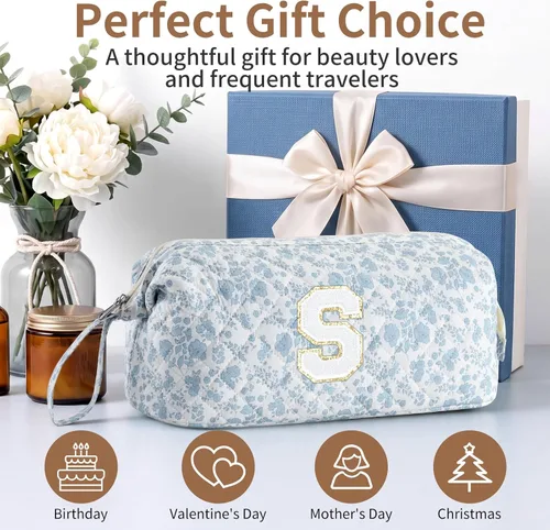 Vista 4 de Bolsa de viaje para herramientas para el cabello con inicial compatible con Flor azul