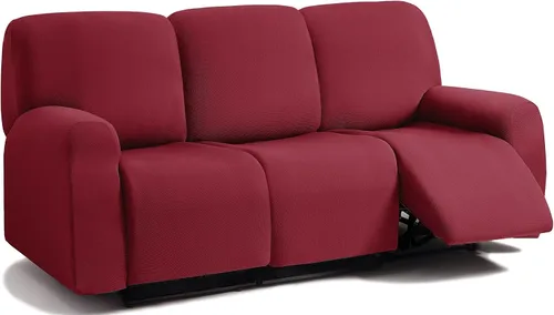 Vista 20 de ULTICOR - Juego de 8 fundas para sofá reclinable de jacquard, fundas elásticas para sofá reclinable para 3 cojines, fundas gruesas, suaves y Gris