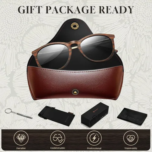 Vista 6 de SUNGAIT Gafas de sol redondas vintage prémium para mujeres y hombres, estilo clásico retro y moderno