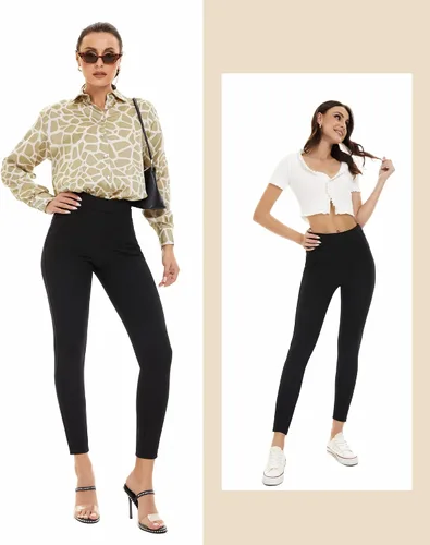 Vista 6 de Tagoo Pantalones de vestir para mujer, estilo casual, de cintura alta, elásticos, ajustados, para oficina, trabajo, leggings con bolsillos