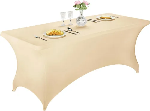 Vista 38 de LZY Cubierta de Mesa Elástica Ajustable de Spandex para Mesa Plegable de 6 pies, 4 pies o 8 pies, Mantel de Cóctel Rectangular, Perfecto para Champn