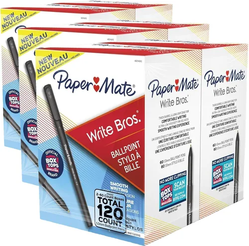 Vista 6 de Paper Mate Bolígrafos Write Bros. de tinta negra, punta media (0.039 pulgadas), 120