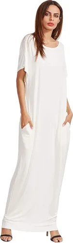 Vista 4 de Verdusa - Vestido largo, de manga corta, holgado, con bolsillos, para mujer, casual
