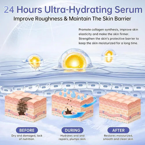 Vista 2 de 30 frascos ultrahidratantes de suero de ácido hialurónico al 5%, tubos de ácido hialurónico, suero de ácido hialurónico Wake Nature Perfection