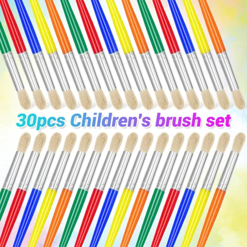 Vista 3 de 30 pinceles de pintura, pinceles redondos de anezus para niños, para el aula, juego de pinceles de pintura para retoque preescolar guardería