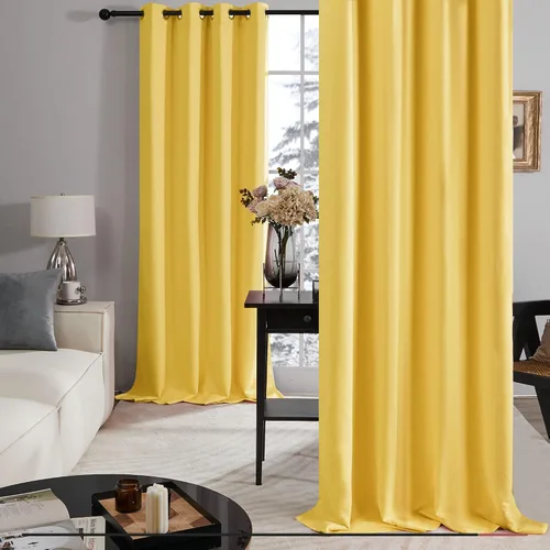 Vista 47 de Deconovo Cortinas opacas 100% con forro negro, cortinas con ojales aisladas térmicamente que reducen el ruido, doble capa para oscurecer