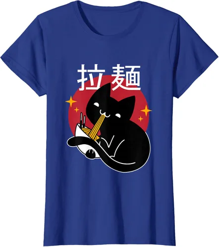 Vista 7 de Camiseta japonesa Ramen Noodle Cat, Negro