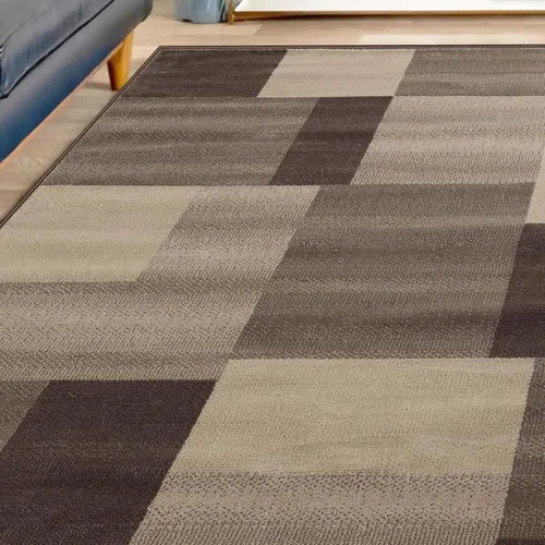 Vista 22 de Superior alfombra de área de la colección diseñador Clifton, 8 mm de altura de apilado, con respaldo de yute, diseño geométrico contemporáneo, Beige