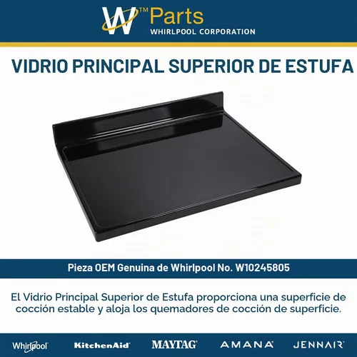 Vista 3 de Whirlpool W10245805 Tapa principal de cristal