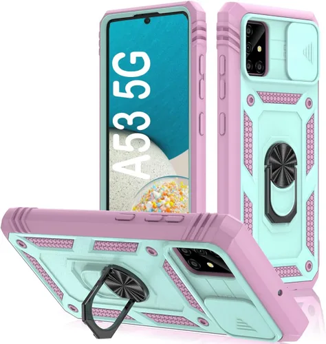 Vista 36 de PASNEW Funda militar para iPhone 13 Pro Max, cubierta de cámara deslizante y soporte de anillo de metal de 360°, carcasa rígida multicapa resistente