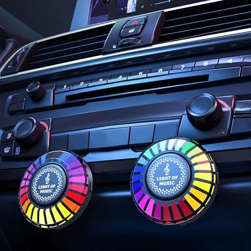 Vista 4 de Luz de ritmo de control de sonido magnético RGB colorido, luz de control de sonido recargable RGB con aplicación móvil, control de sonido ritmo