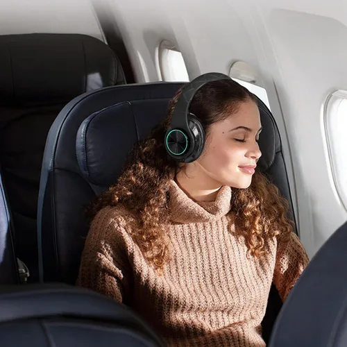 Vista 7 de Auriculares inalámbricos Bluetooth 2022, luces LED coloridas, cómodos auriculares plegables sobre la oreja con micrófono integrado, FM, ranura