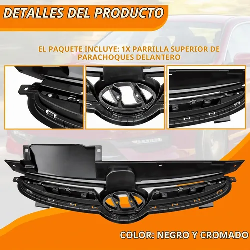 Vista 4 de Cubierta de parachoques delantero de repuesto para rejilla superior, entrada de aire delantera con moldura cromada para Hyundai Elantra 2014-2016