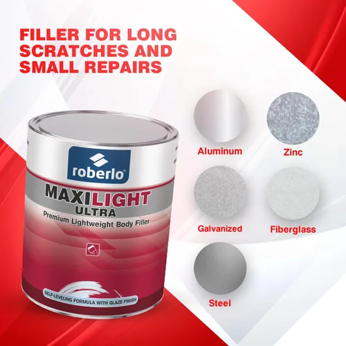 Vista 6 de Roberlo Maxilight Ultra Kit de relleno de cuerpo, reparación avanzada de arañazos, abolladuras y óxido, masilla ligera para automóvil, acero