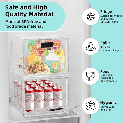 Vista 5 de HOLYHY Caja de bloqueo de medicamentos para almacenamiento seguro de medicamentos, caja de almacenamiento grande con cerradura para refrigerador
