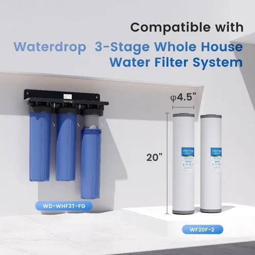 Vista 2 de Waterdrop Filtro de Agua para Toda la Casa, Filtro de Carbón, Cartucho de Filtro Reductor de Hierro y Manganeso, Reemplazo para Cualquier Sistema