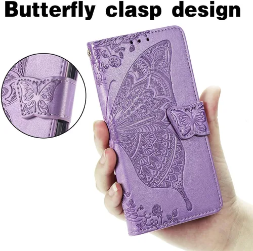 Vista 5 de for Xiaomi 12s Ultra Wallet Case Butterfly Flower Design PU Leather Flip Folio Cover with Card Holder Kickstand Wrist Strap Shockproof Protective