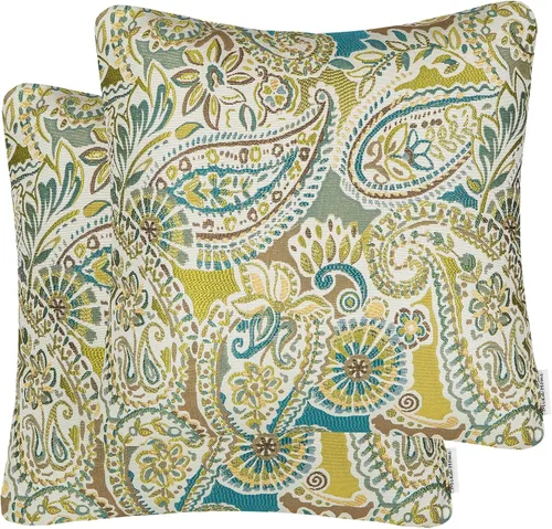 Vista 7 de Mika Home Paquete de 2 Fundas de Almohadas Decorativas Fundas de Cojines, Patrón Paisley, 18X18 Pulgadas, Azul Marrón Crema Multicolor