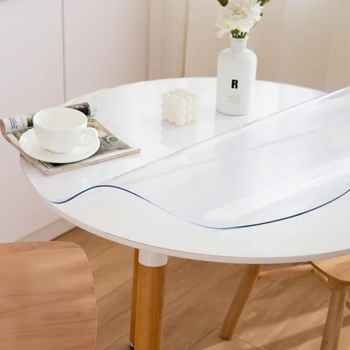 Vista 4 de Protector de mesa redondo transparente de 36 pulgadas, protector redondo transparente para mesa de comedor, 0.059 in de grosor, impermeable
