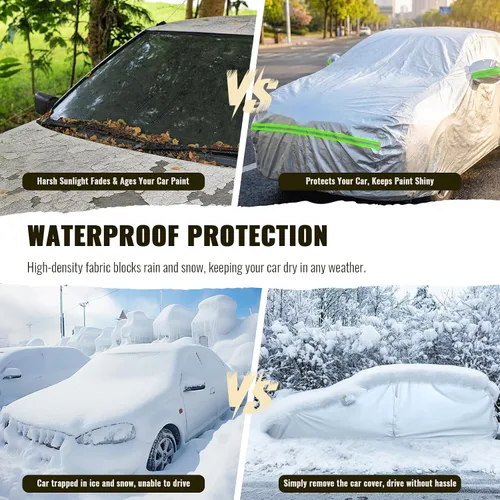 Vista 5 de TUCAREST - Funda de auto completa de 6 capas de alta calidad, diseño de cremallera de carcasa dura, impermeable, resistente a la intemperie