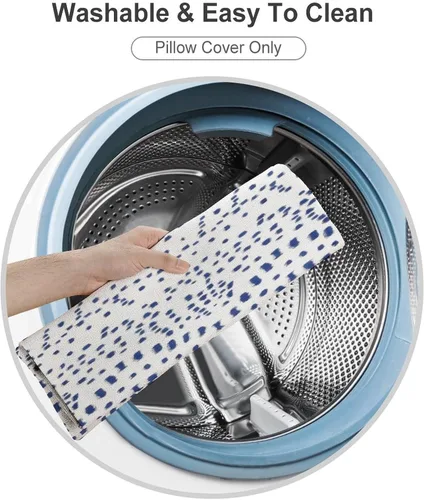 Vista 3 de POMOTER Brunschwig Fils Les Touches Azul y Blanco Funda Decorativa para Almohada Fundas para Almohada Modernas Fundas de Almohada 40 x 40 cm