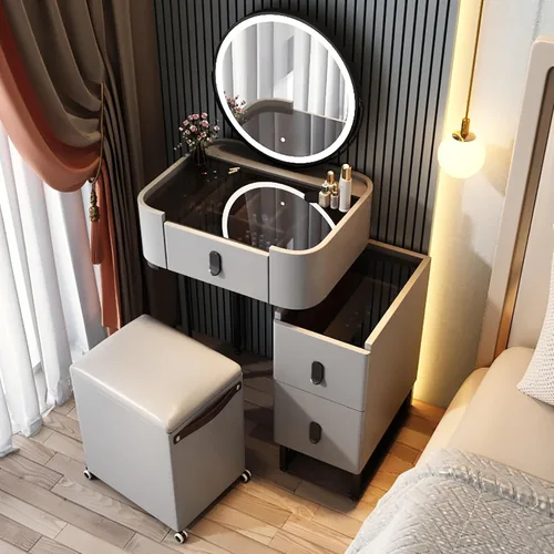 Vista 12 de Vanity Desk with Mirror and Drawers, White Vanity with Mirror, Wooden Makeup Desk for Bedroom Dressing Room, with Adjustable Brightness Mirror,Dark