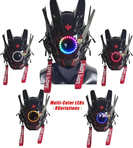 Vista 2 de HCYPUNK Máscara punk, casco de cosplay para hombres, ropa tecnológica punk futurista, Halloween, cosplay, ajuste para fiestas, festivales de música