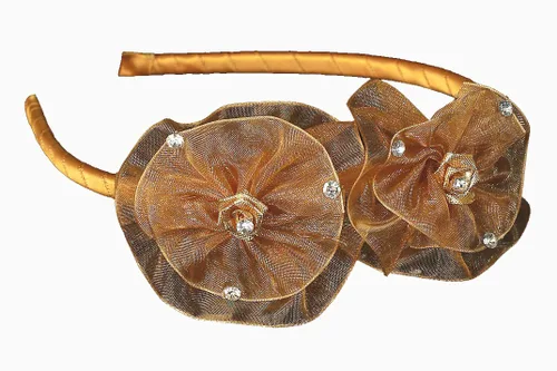 Vista 7 de Cinta de flores de organza y diadema de diamantes de imitación (rojo)
