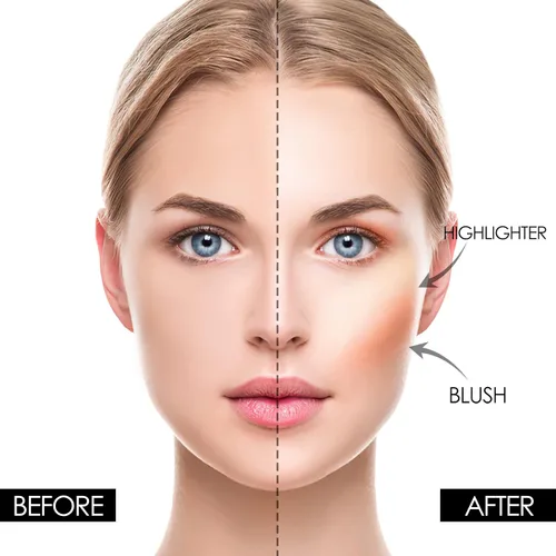 Vista 4 de FOCALLURE Paleta de rubor e iluminador, polvo de maquillaje 3 en 1, rubor mate libre de crueldad, iluminadores brillantes para un aspecto brillante