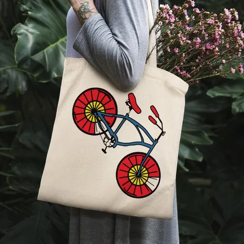 Vista 8 de Bolsa de lona reutilizable con bandera de Colorado y bicicleta, bolsa de compras de comestibles, bolsa de hombro para viajes de oficina