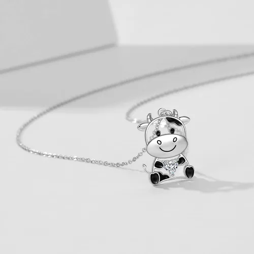Vista 2 de Lindo collar de animal de plata de ley 925 con colgante de collar de joyería para mujeres, hermana e hija