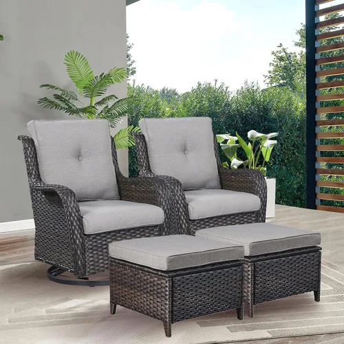 Vista 32 de Rilyson Sofá de mimbre para patio al aire libre, capacidad de peso de 900 libras, sofá grande de mimbre de 3 plazas con cojines de asiento de 4