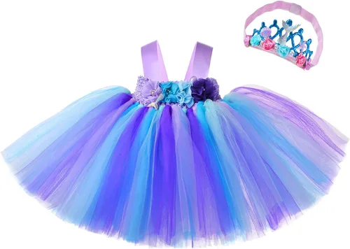 Vista 6 de PinkBeautiM Toddler Girls Party Tutu Dress with Headband Unicorn Mermaid Tulle Costume for Infant Girl 6-24 Months