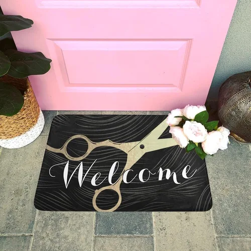 Vista 2 de Felpudo de goma antideslizante para peluquería para peluquería, peluquería, peluquería, puerta delantera, decoración del hogar, regalo, 23.6 x 15.7