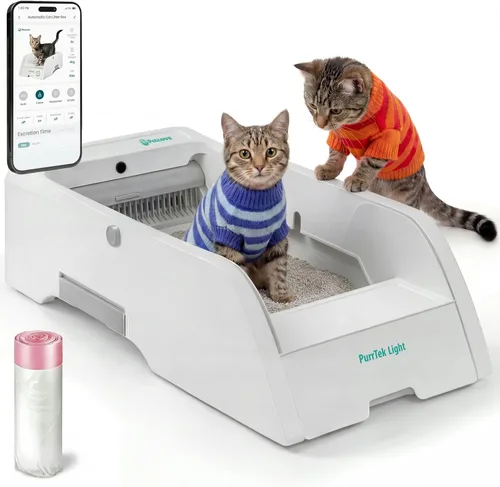 Vista 10 de PetCove PurrTek - Caja de arena automática con tapa abierta y WiFi de 5 GHz