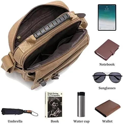 Vista 5 de Bolso bandolera de lona para hombre, bolso bandolera pequeño, bolso de trabajo, multifunción, vintage