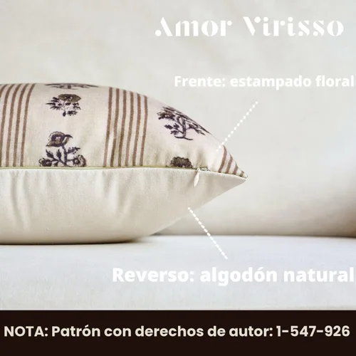 Vista 2 de Amor Virisso Fundas de almohada florales para sofá 18x18 Juego de 2 Fundas de almohada con estampado en bloque Fundas de almohada decorativas