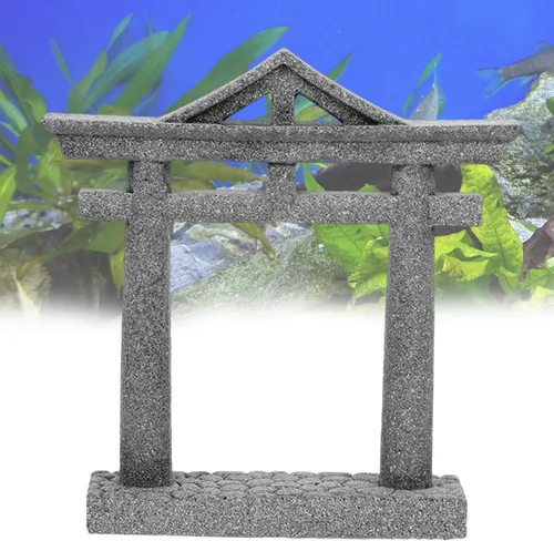 Vista 6 de livelyfish Decoraciones de acuario asiático japonés Shinto Torii puerta pecera decoraciones en miniatura santuario estilo japonés adorno submarino
