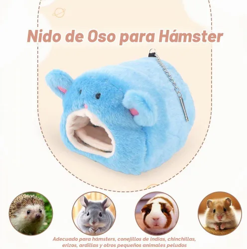 Vista 3 de VTurboWay Juego de 2 piezas de cama de algodón cálido para el invierno, diseño de oso lindo con tapete de cama para hámster, conejillo de indias