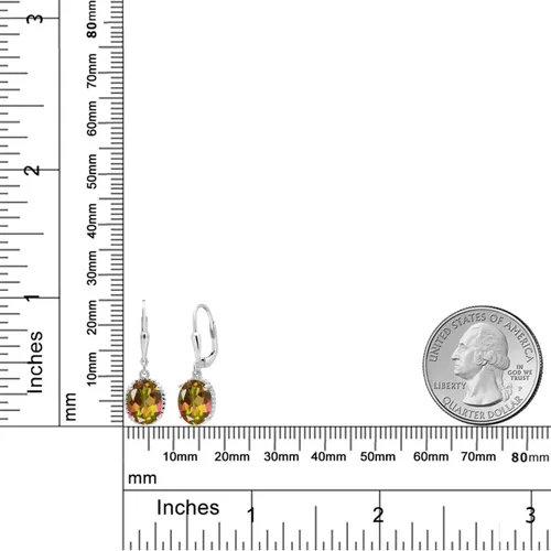 Vista 14 de Gem Stone King Aretes colgantes de gota para mujer, plata de ley 925, piedra natal ovalada de 0.354 x 0.276 in, joyería fina, regalos para ella
