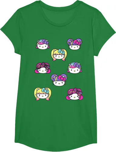 Vista 48 de hello kitty Kawaii Multi peinado Tee, Azul (Heather blue)