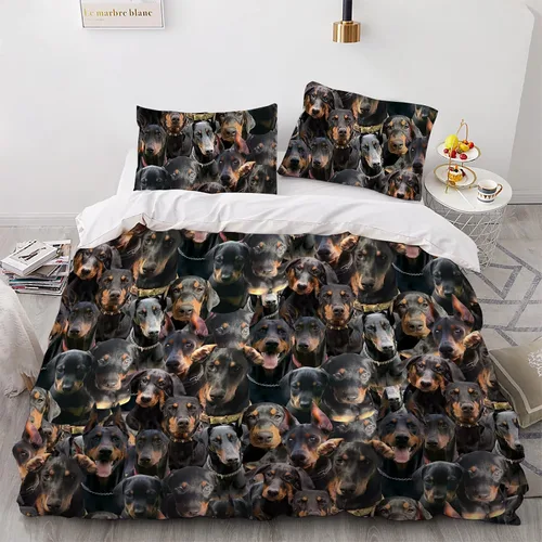 Vista 5 de Juego de funda de edredón de Malinois belga, juego de ropa de cama decorativo de 3 piezas con 2 fundas de almohada, funda de edredón suave, juego
