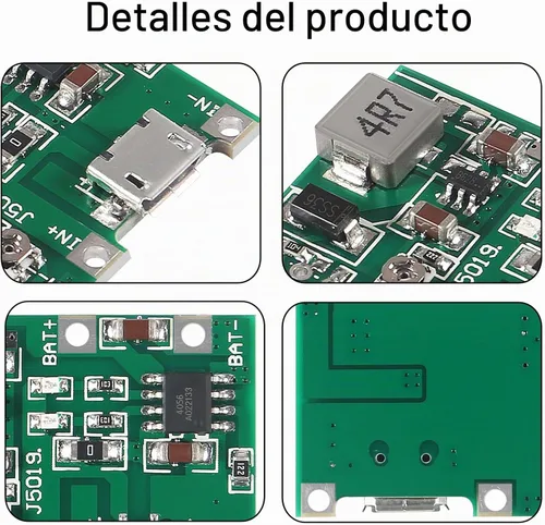 Vista 3 de 10 unids 18650 18650 Li-ion cargador de batería módulo 2A USB TP4056 ajustable Boost Módulo DC-DC 3.7V a 5V 9V 12V Step Up Boost Módulo DIY Kit