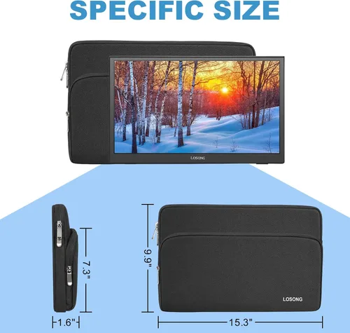 Vista 5 de Funda para monitor portátil de 15.6 pulgadas, bolsa protectora de almacenamiento, bolsa de exhibición con bolsillo para accesorios para monitor