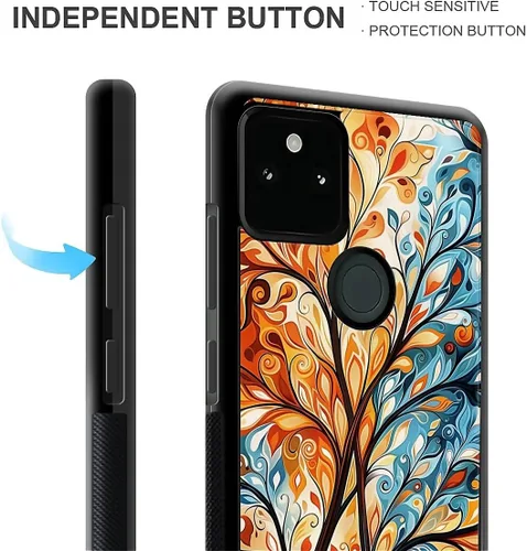 Vista 1063 de Compatible con Google Pixel 4A 5G Mobile Case Creative Acrylic Panel trasero Silicona Protección Grip especialmente diseñado para Google Pixel 4A 5G