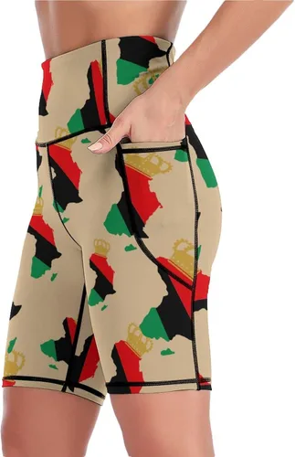 Vista 5 de Pan African Pride - Pantalones cortos de ciclismo para mujer, pantalones de yoga, pantalones deportivos de entrenamiento con bolsillos, talla S