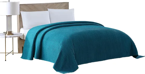 Vista 8 de Beatrice Home Fashions Colcha de chenilla Channel, King, color azul