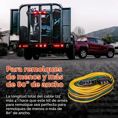 Vista 2 de True Mods - Kit de arnés de cableado de luz de remolque plano de 4 pines [estilo Wishbone] [Clasificación SAE J1128]