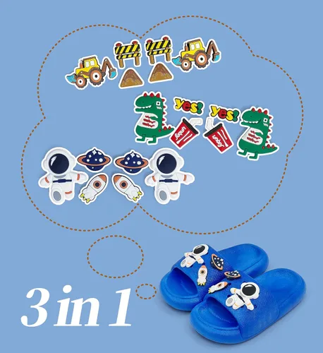 Vista 5 de TEMPRUN Pantuflas para niños y niñas, bonitas sandalias de dibujos animados con puntera abierta, sandalias de ducha compactas, zapatos de playa
