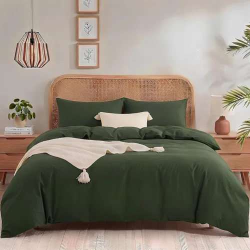 Vista 71 de NEXHOME PRO Funda de edredón Twin XL 100% algodón lavado, transpirable, duradera, texturizada, similar al lino, juego de ropa de cama para el hogar